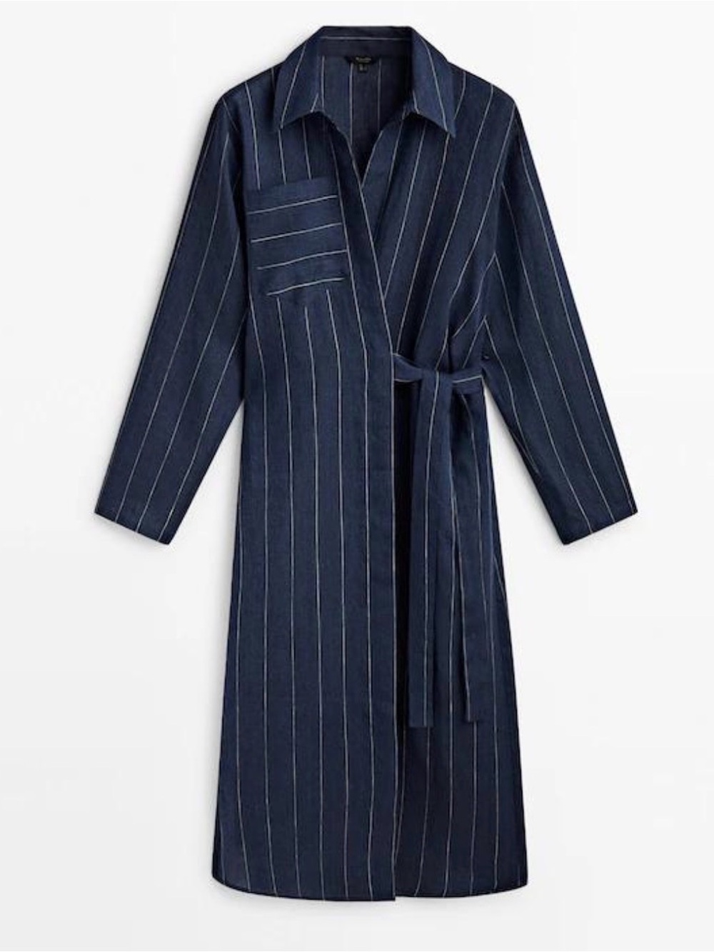 Massimo Dutti Navy Pinstripe Long Shirt Dress size S